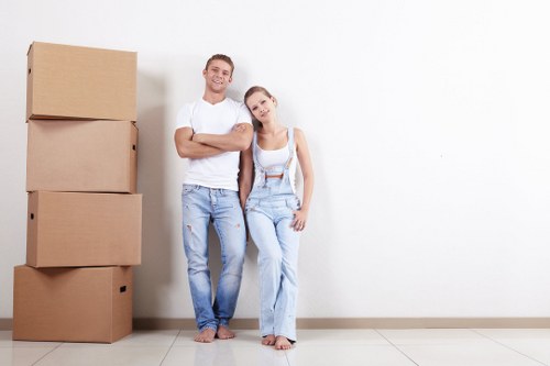 Removal team planning a house move in Eltham with boxes and furniture