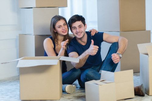 Packed boxes and furniture ready for a van move in Eltham