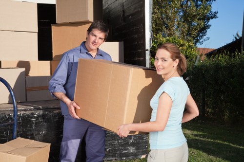 Office furniture and equipment prepared for a commercial move